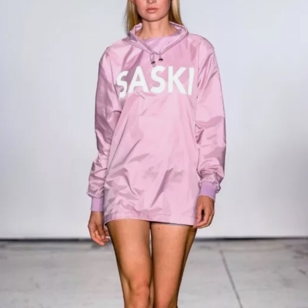NWT SASKI Collection Blush Pink Windbreaker Logo Jacket